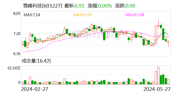 雪峰科技：董事会秘书周小力辞职  第1张