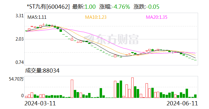 *ST九有：公司股票可能被上交所终止上市交易  第1张