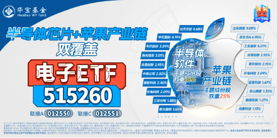 “全球市值老大”苹果股价连涨7日，A股“果链”有望受益，或有资金借道电子ETF（515260）布局电子板块！