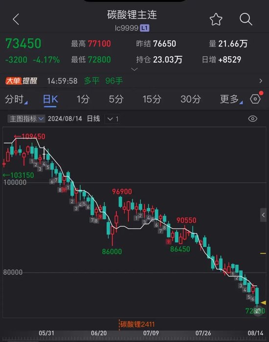 “还会继续跌”！碳酸锂7.4万元/吨，大部分流拍！  第1张