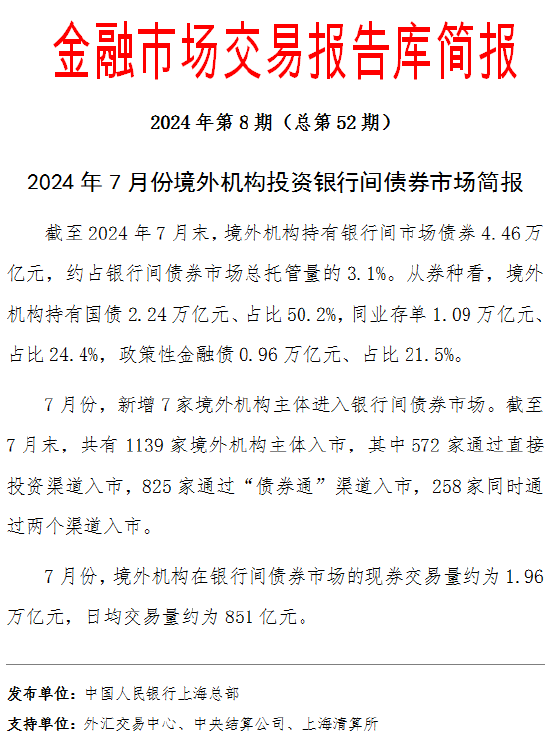 2024年7月份境外机构投资银行间债券市场简报  第1张